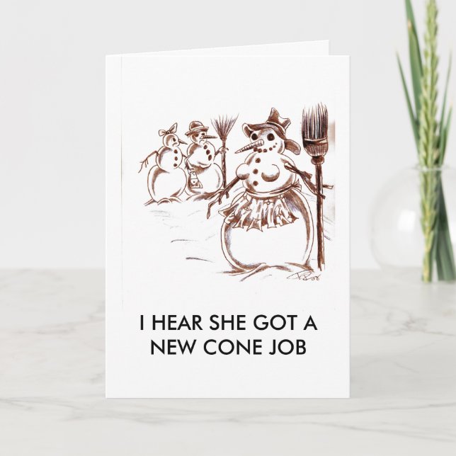 CARTES POUR FÊTES ANNUELLES J'ENTENDS QU'ELLE A OBTENU UN NOUVEAU TRAVAIL CONE (Devant)