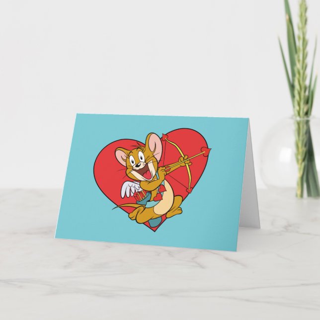 Cartes Pour Fêtes Annuelles Jerry Mouse habillée en Saint Valentin (Devant)