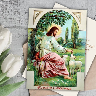 Cartes Pour Fêtes Annuelles Jésus Alimentation des agneaux Personnalisé Pâques