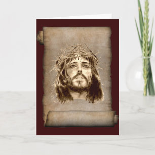Cartes Pour Fêtes Annuelles Jésus-Christ Couronne d'épines sur le rouleau