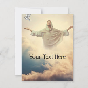 Cartes Pour Fêtes Annuelles Jésus dans les nuages Customisez avec votre texte 