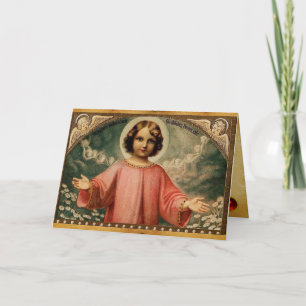 Cartes Pour Fêtes Annuelles JÉSUS ENFANT AUX ANGES, Parchemin Brown