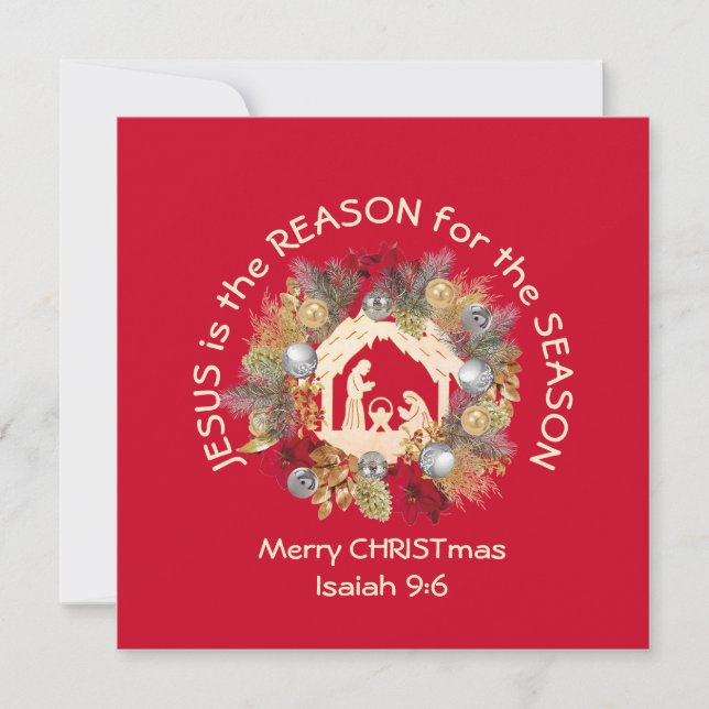 Cartes Pour Fêtes Annuelles JÉSUS EST LA RAISON DE Joyeux Noël (Devant)