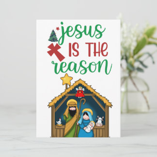 Cartes Pour Fêtes Annuelles " Jesus is the Reason" Nativity Holy Family Christ