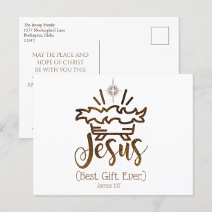 Cartes Pour Fêtes Annuelles JESUS LE MEILLEUR CADEAU JAMAIS Noël Nativité Écri