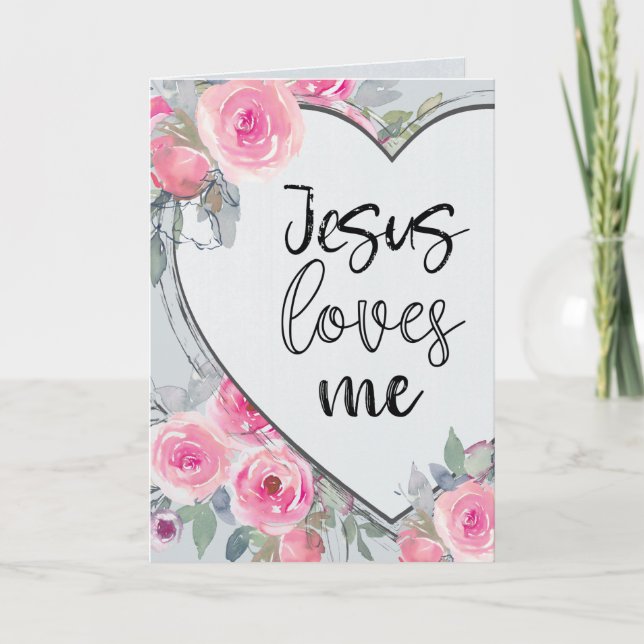 Cartes Pour Fêtes Annuelles Jésus m'aime Roses roses roses roses Saint Valenti (Devant)