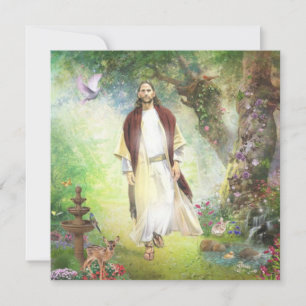 Cartes Pour Fêtes Annuelles Jésus Marchant Dans Le Jardin De Gethsémani
