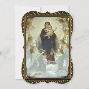 Cartes Pour Fêtes Annuelles Jesus Mary Angels Art fin Fantastique Coupe Noël