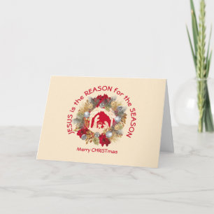 Cartes Pour Fêtes Annuelles JÉSUS RAISON SAISON Couronne de Noël