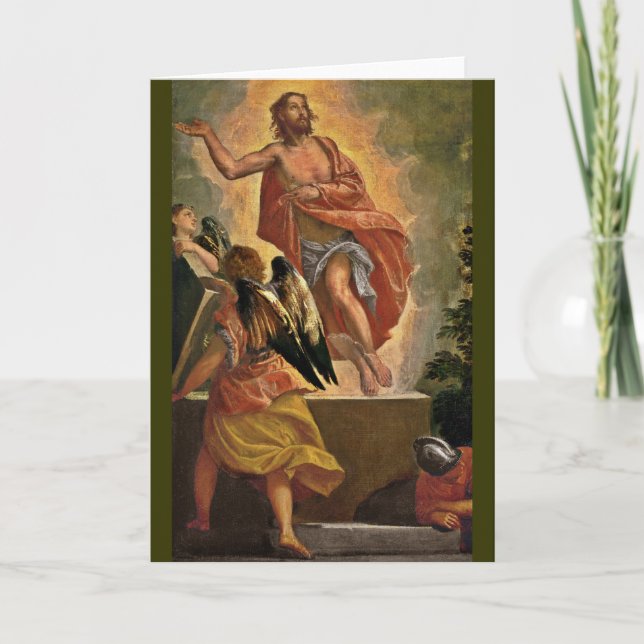 Cartes Pour Fêtes Annuelles Jésus ressuscité au-dessus de sa tombe (Devant)