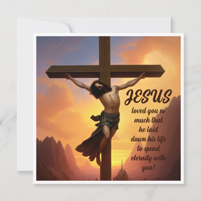 Cartes Pour Fêtes Annuelles Jésus sur une foi chrétienne croisée (Devant)