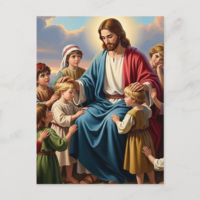 Cartes Pour Fêtes Annuelles Jesus Surrounded by Children (Devant)