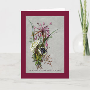 Cartes Pour Fêtes Annuelles Jet floral avec Noël victorien d'abeille