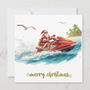 Cartes Pour Fêtes Annuelles Jet Ski Noël avec le Père Noël