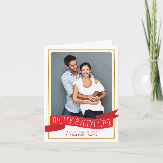 Cartes Pour Fêtes Annuelles JETEZ TOUT BANNIER NOËL PHOTO feuillage (Devant)