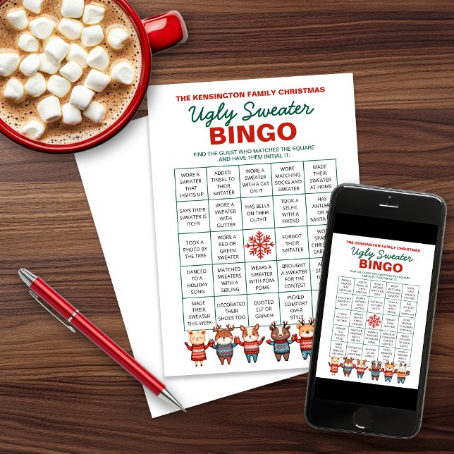 Cartes Pour Fêtes Annuelles Jeu de Bingo de Sweater Imprimable (Créateur téléchargé)