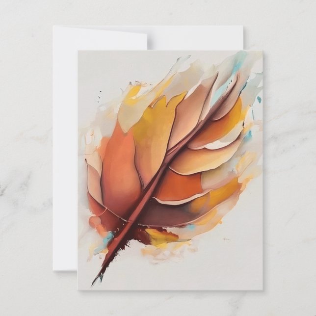 Cartes Pour Fêtes Annuelles Jeu De Peintures Feuilles Modernes Abstraites, Feu (Devant)