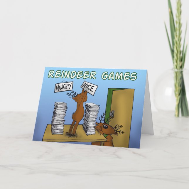 Cartes Pour Fêtes Annuelles jeu de rennes 3 (Devant)