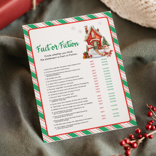 Cartes Pour Fêtes Annuelles Jeu de vérification de faits ou de fiction pour la (Christmas Party Games)