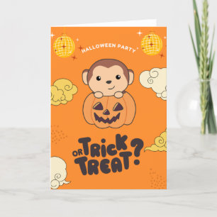 Cartes Pour Fêtes Annuelles Jeu D'Halloween Trick Ou Treat Monkey Pumkin Holid