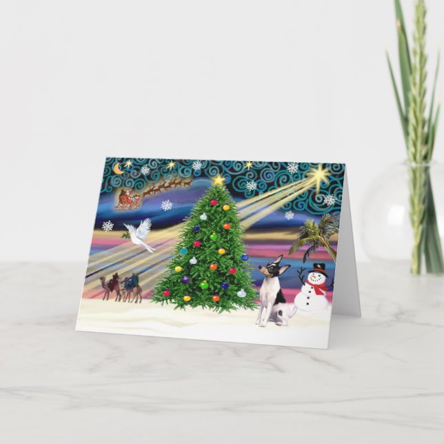 Cartes Pour Fêtes Annuelles Jeu magique de Noël Fox Terrier (Devant)