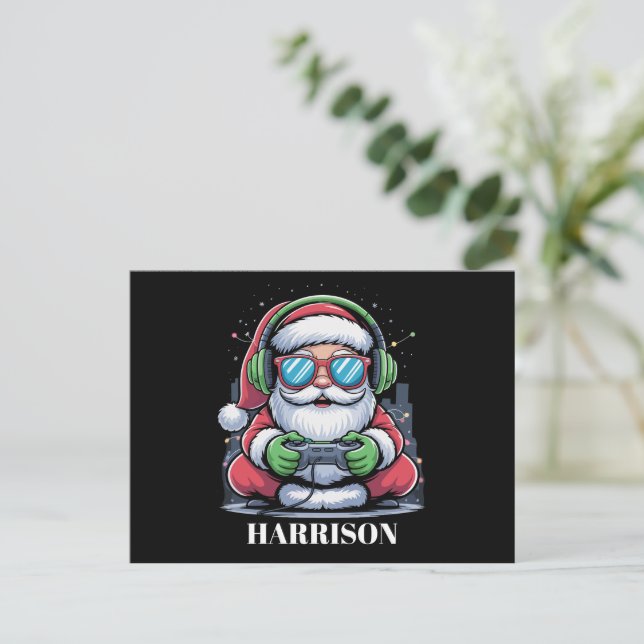 Cartes Pour Fêtes Annuelles Jeu vidéo de Noël personnalisé Père Noël Xmas (Debout devant)