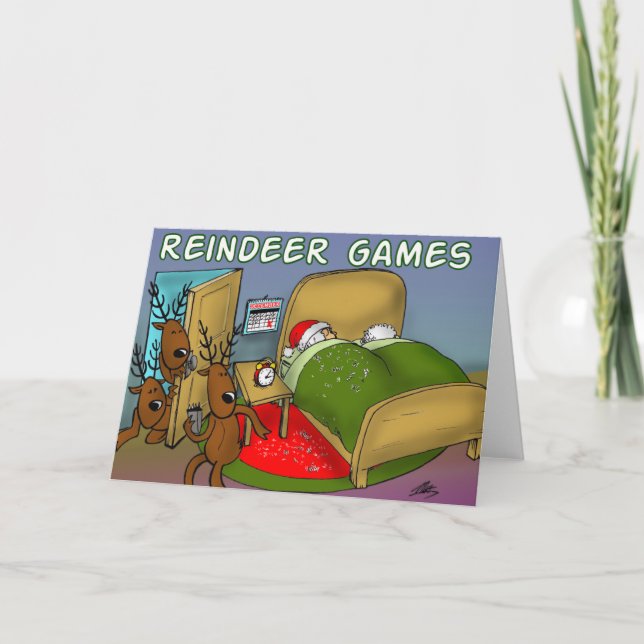 Cartes Pour Fêtes Annuelles jeux 2 de renne (Devant)