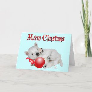 Cartes Pour Fêtes Annuelles Jeux de Noël de chiots Westie