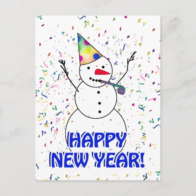 Cartes Pour Fêtes Annuelles JEUX NOUVEL AN ! Célébrer Snowman (Devant)