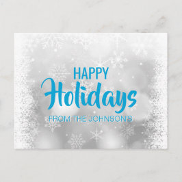 Cartes Pour Fêtes Annuelles JEUX VACANCES Bleu Silver Snowflakes