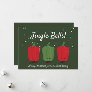 Cartes Pour Fêtes Annuelles Jingle Bell Peppers Amusants Pun Nourriture Cuite 