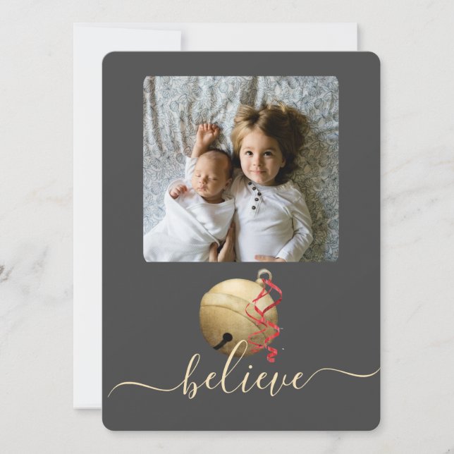 CARTES POUR FÊTES ANNUELLES JINGLE BELL, PHOTO NOËL (Devant)
