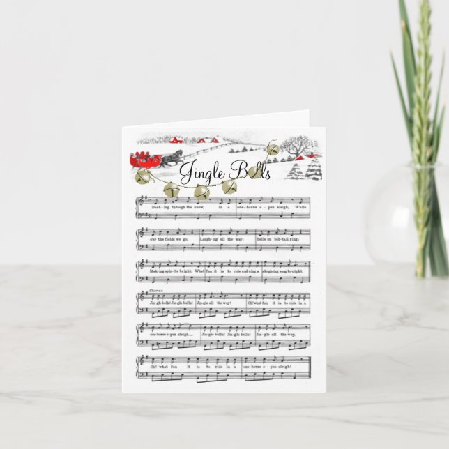 Cartes Pour Fêtes Annuelles Jingle Bells Noël Carol Musique Vacances Cheval (Devant)