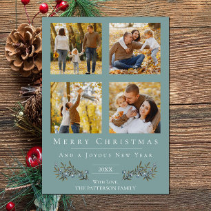 Cartes Pour Fêtes Annuelles Jingle Bells Quatre photos Noël TURQUOISE