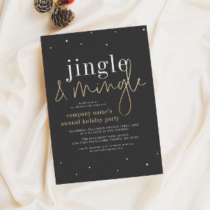 Cartes Pour Fêtes Annuelles Jingle & Mingle Black Gold Corporate Holiday Party
