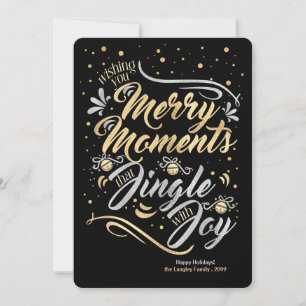 Cartes Pour Fêtes Annuelles Jingle Moments Joyeux avec Or Argent Personnalisé