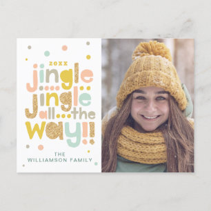 Cartes Pour Fêtes Annuelles Jingle Tout le long de la mode enjouée typographiq