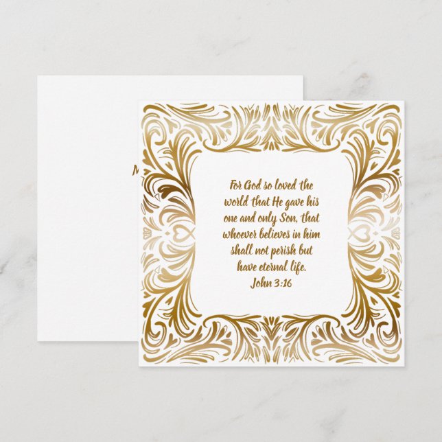 Cartes Pour Fêtes Annuelles John 3:16 Nom personnalisé Golden Unique Noël (Devant / Derrière)