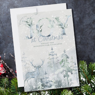 Cartes Pour Fêtes Annuelles Joie à Noël Snowy Winter Forest and Stag