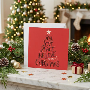 Cartes Pour Fêtes Annuelles Joie Amour Paix Croire Joyeux Noël Arbre