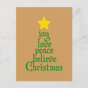 Cartes Pour Fêtes Annuelles Joie, Amour, Paix, Croire, Noël
