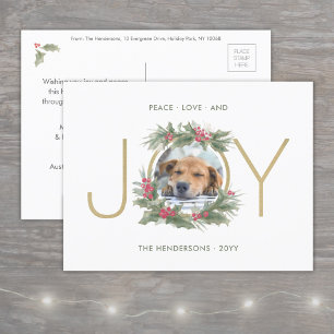 Cartes Pour Fêtes Annuelles JOIE Aquarelle couronne de Noël Photo personnalisé