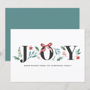 Cartes Pour Fêtes Annuelles JOIE Aquarelle Foliage et Fleurs