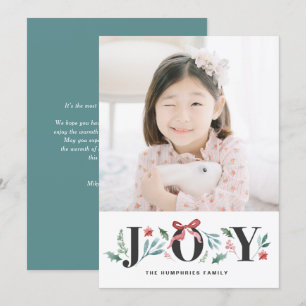 Cartes Pour Fêtes Annuelles JOIE Aquarelle Foliage et Fleurs Photo