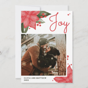 Cartes Pour Fêtes Annuelles Joie. Aquarelle Noël hiver rouge photo florale