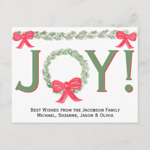 Cartes Pour Fêtes Annuelles Joie ! Aquarelle simple Wreath & Garland avec vach