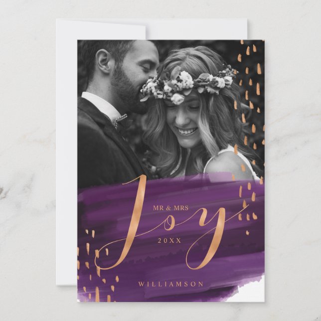 Cartes Pour Fêtes Annuelles Joie | Aquarelle violette profonde Laver les jeune (Devant)