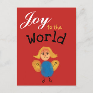 Cartes Pour Fêtes Annuelles Joie au Monde. Ajoutez l'Art d'Empreintes Digitale