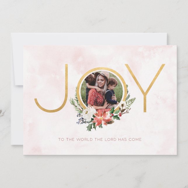 Cartes Pour Fêtes Annuelles Joie au monde aquarelle photo florale (Devant)