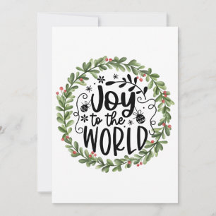 Cartes Pour Fêtes Annuelles Joie au monde Couronne aquarelle